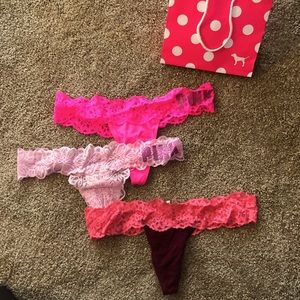 Lot of 3 VS PINK lace thongs